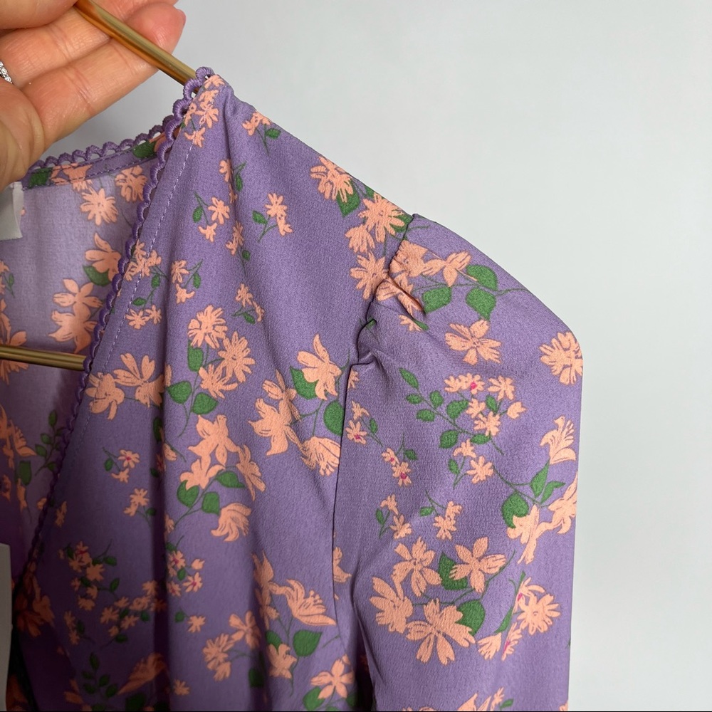 NWT WAYF Lavender Floral Boho Long Sleeve Mini Dress Size XS - Picture 8 of 12